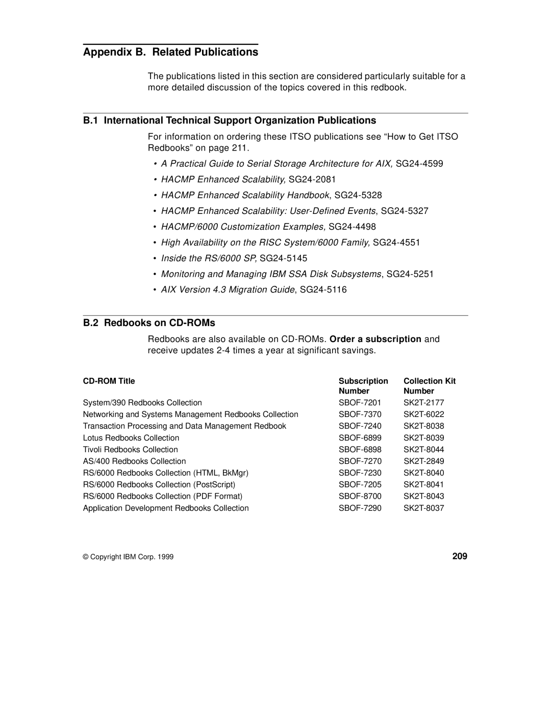 IBM SG24-5131-00 manual Appendix B. Related Publications, International Technical Support Organization Publications, 209 