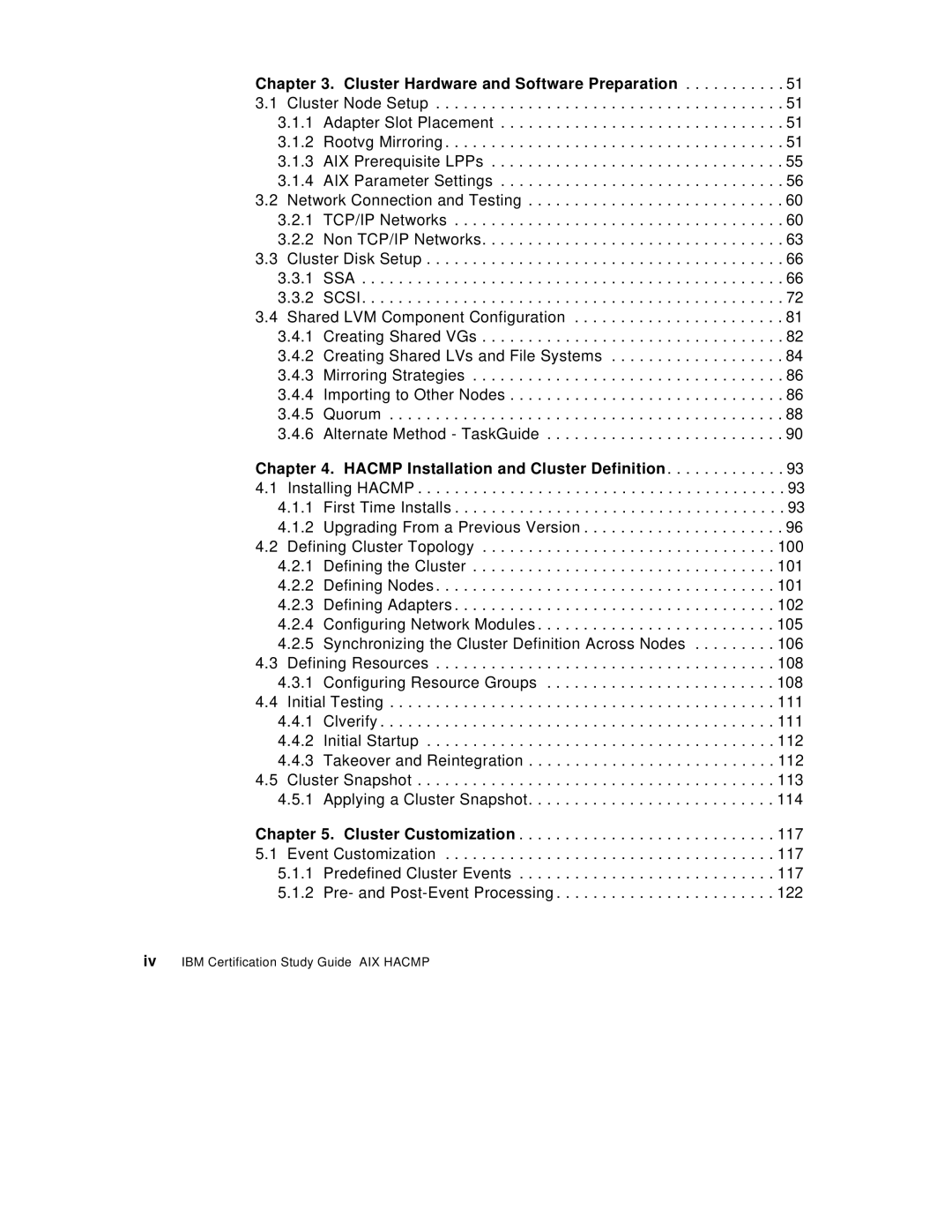 IBM SG24-5131-00 manual Iv IBM Certification Study Guide AIX Hacmp 