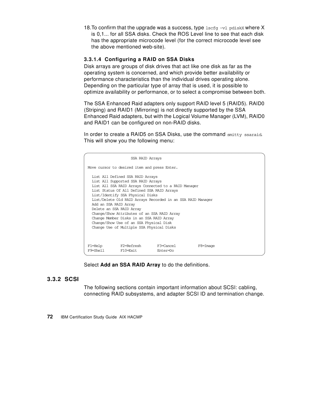 IBM SG24-5131-00 manual Scsi, Configuring a RAID on SSA Disks 