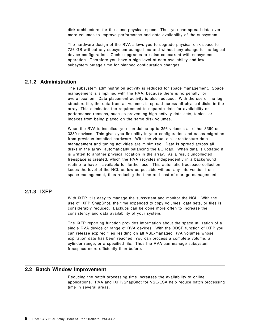 IBM SG24-5360-00 manual Administration, Ixfp, Batch Window Improvement 