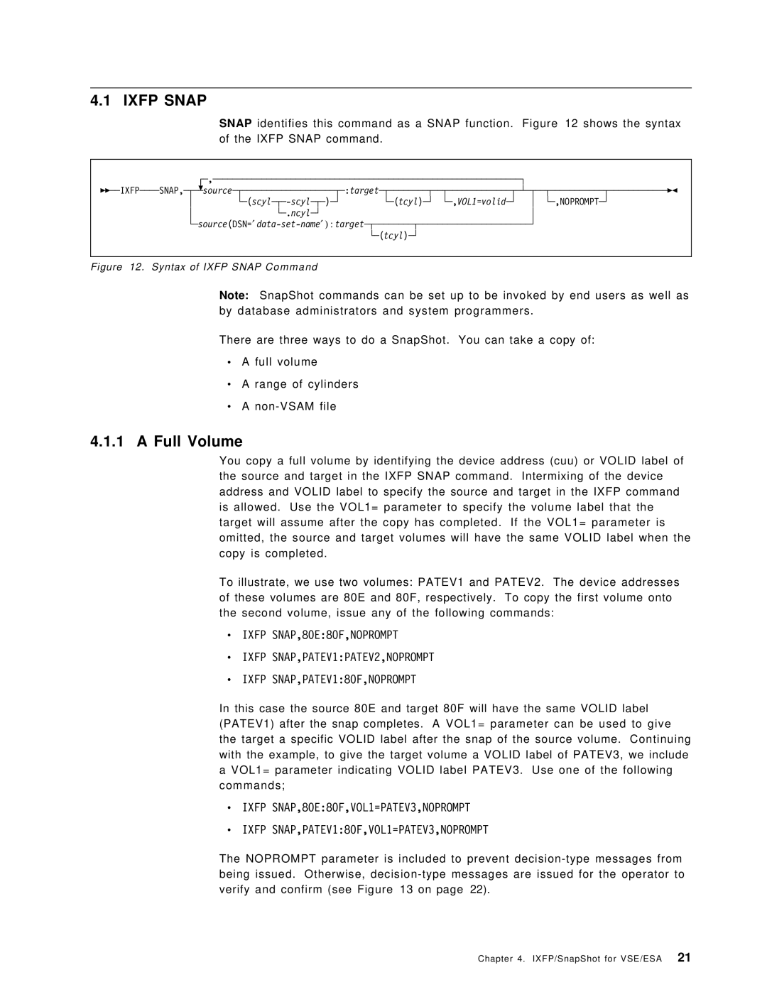 IBM SG24-5360-00 manual Ixfp Snap, Full Volume 