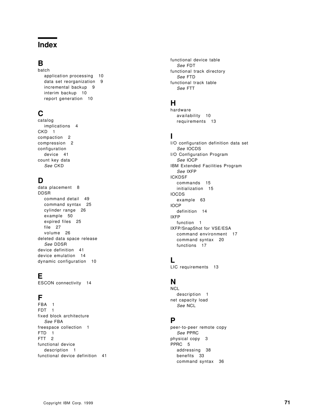 IBM SG24-5360-00 manual Index, See CKD 