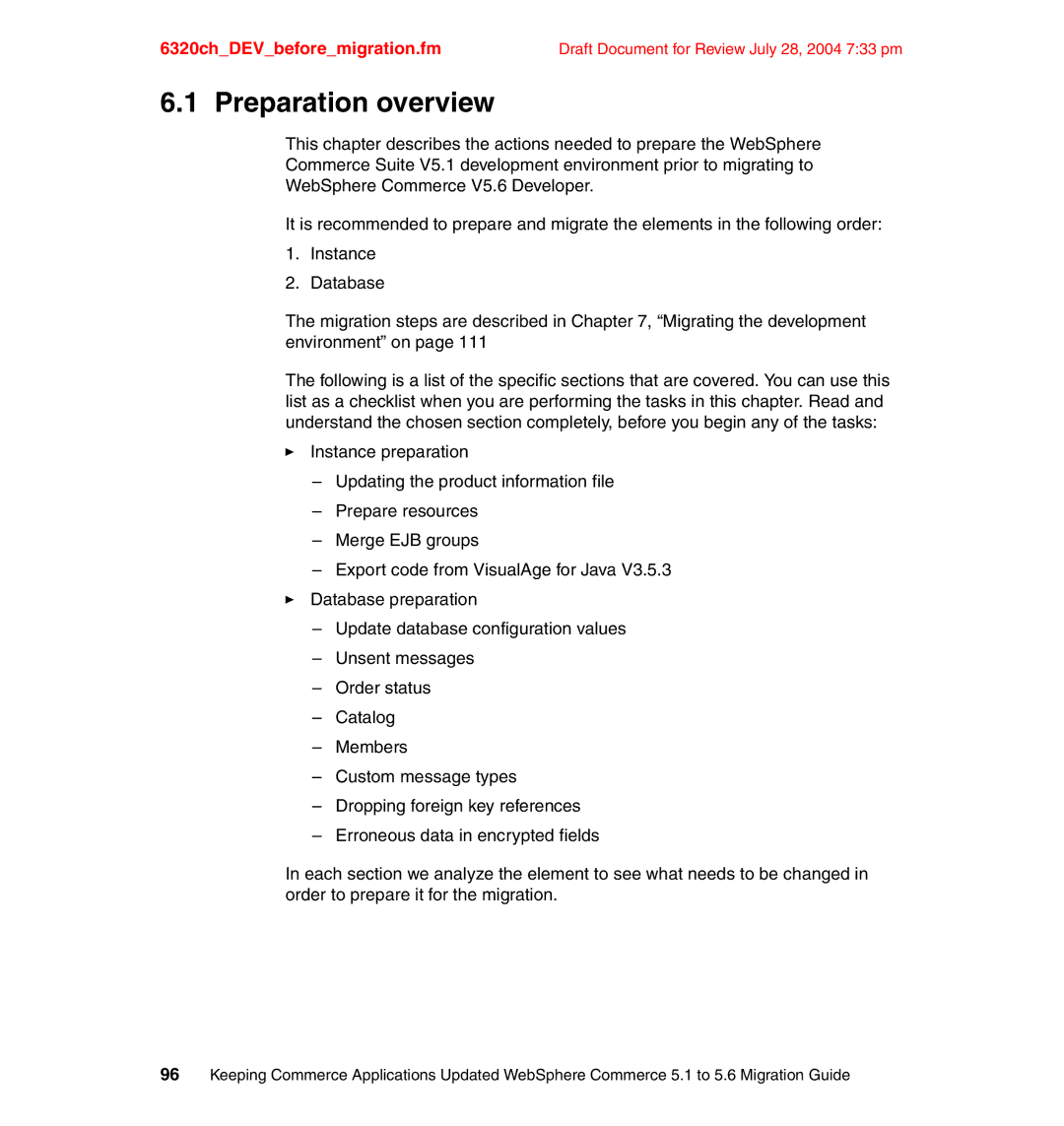 IBM SG24-6320-00 manual Preparation overview 