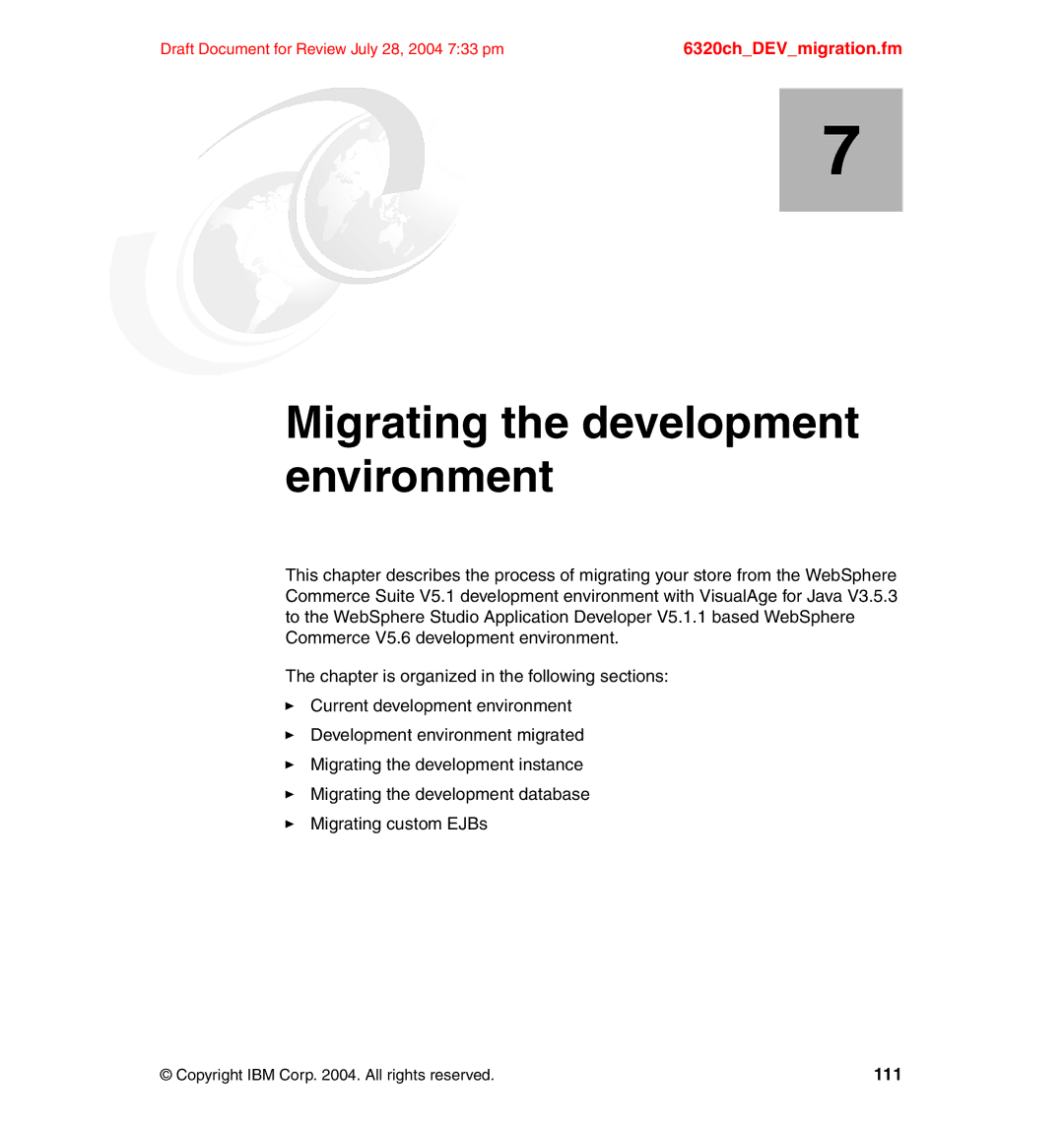 IBM SG24-6320-00 manual Migrating the development environment 