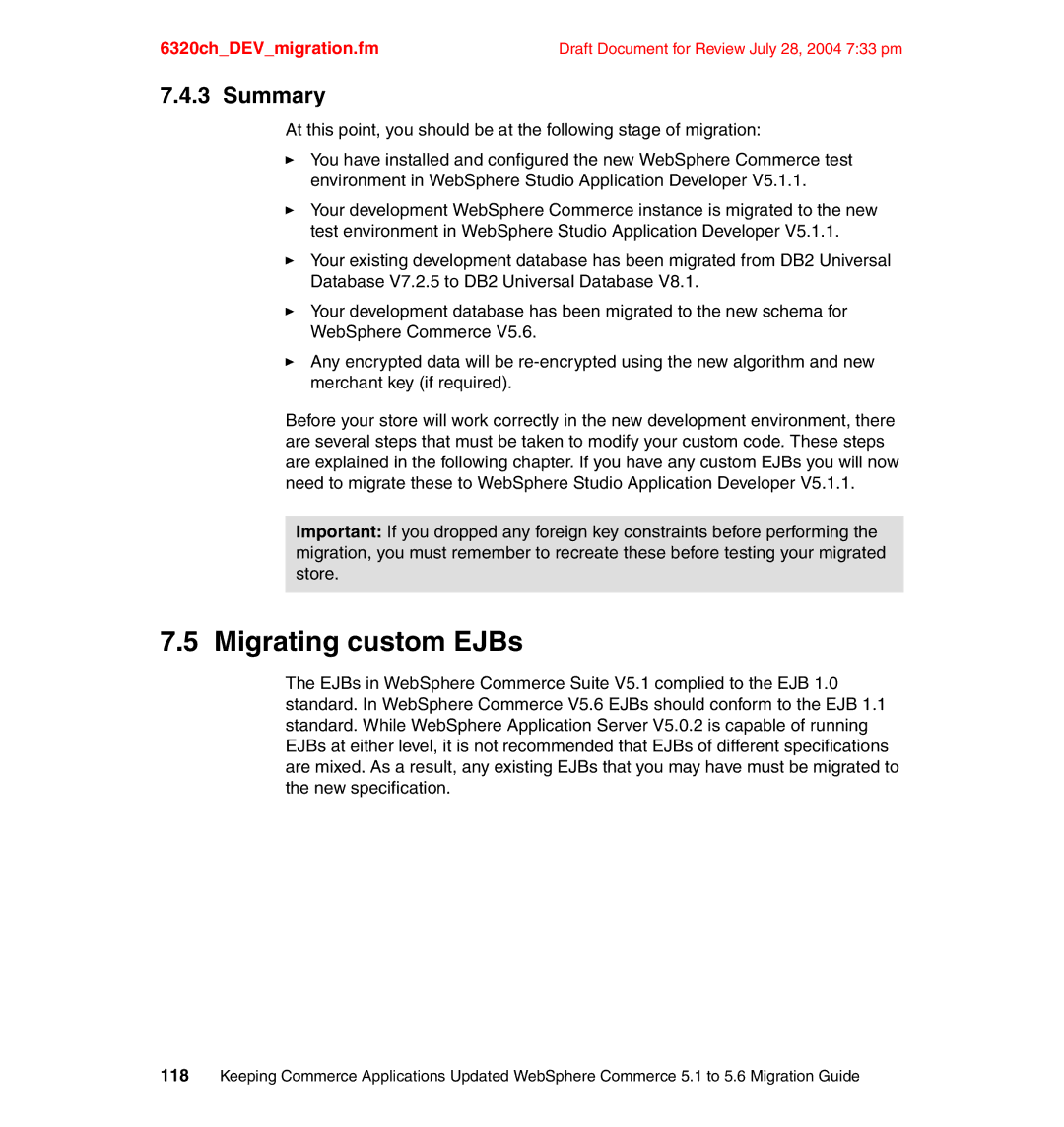 IBM SG24-6320-00 manual Migrating custom EJBs, Summary 