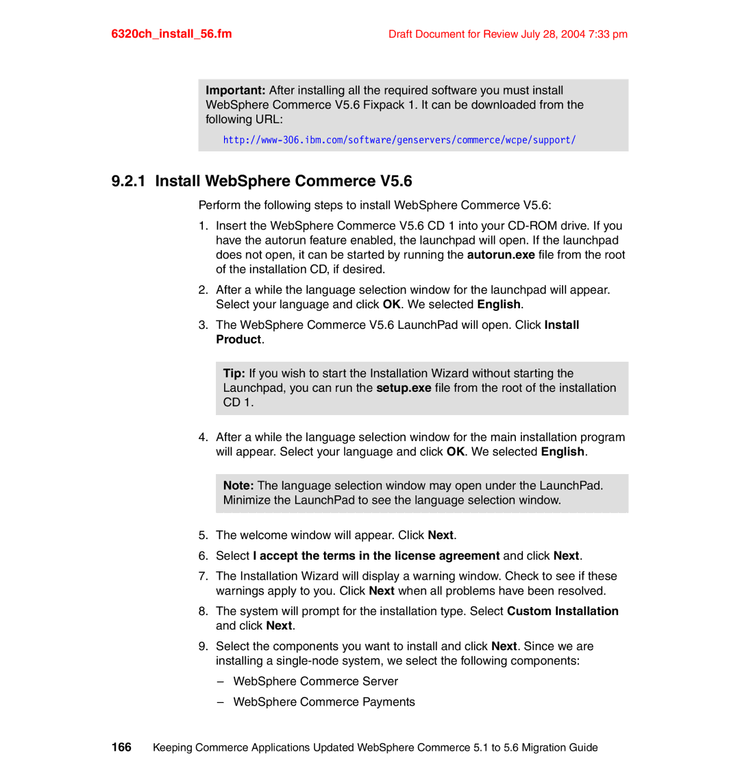 IBM SG24-6320-00 manual Install WebSphere Commerce 