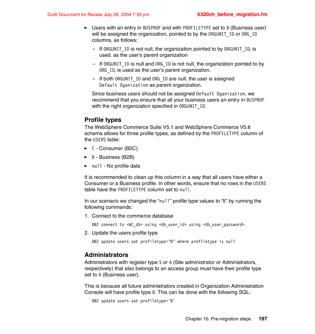 IBM SG24-6320-00 manual Profile types, Update the users profile type 