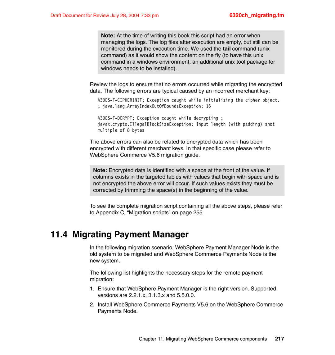 IBM SG24-6320-00 manual Migrating Payment Manager 