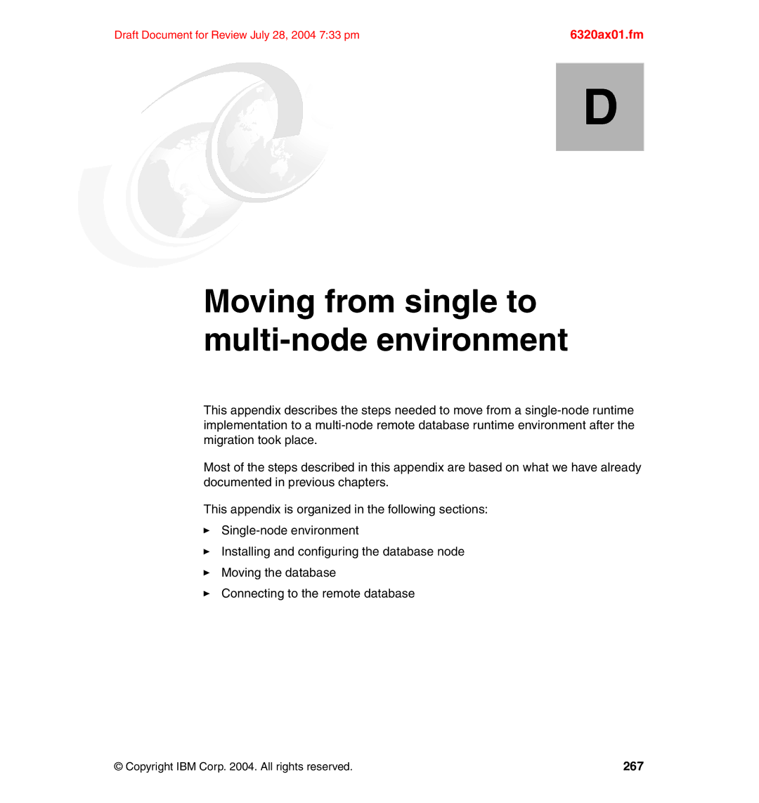 IBM SG24-6320-00 manual Appendix D. Moving from single to multi-node environment 