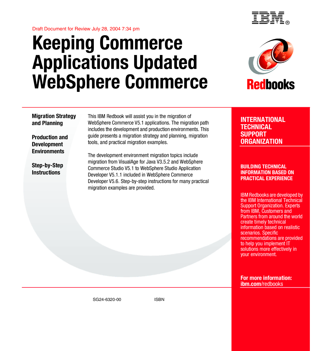 IBM SG24-6320-00 manual Keeping Commerce Applications Updated WebSphere Commerce 