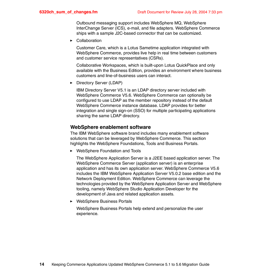 IBM SG24-6320-00 manual WebSphere enablement software 