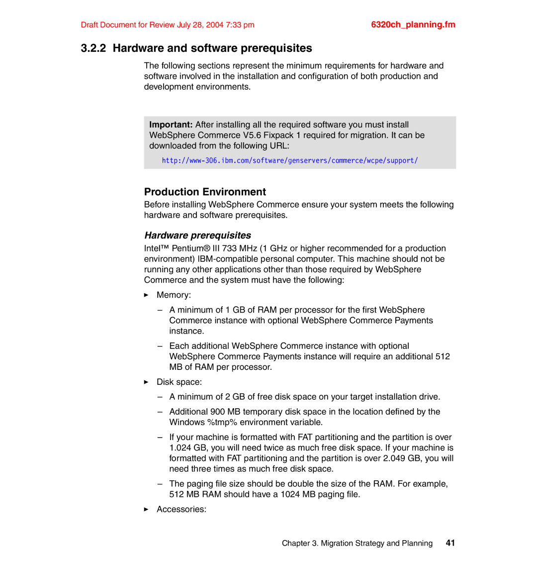 IBM SG24-6320-00 manual Hardware and software prerequisites, Production Environment 