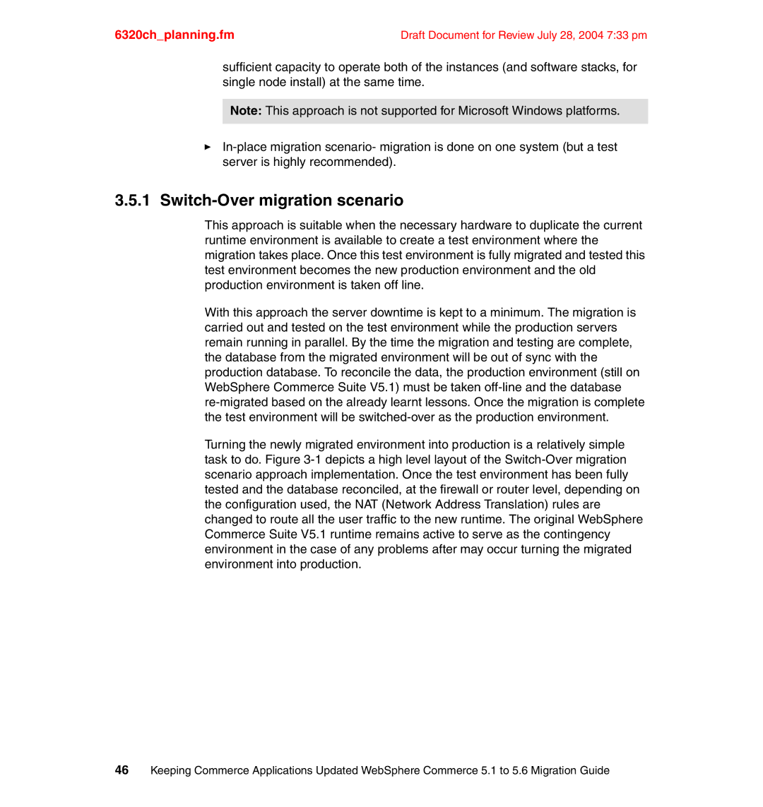 IBM SG24-6320-00 manual Switch-Over migration scenario 