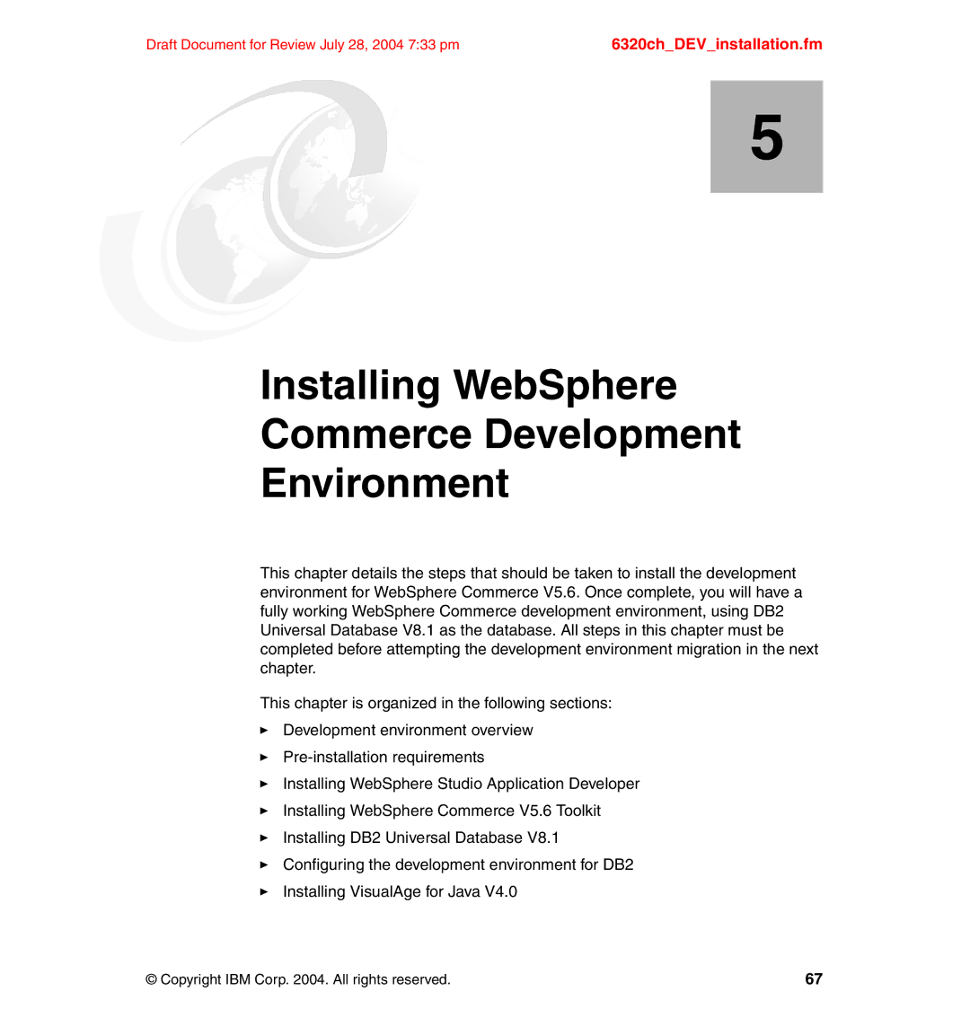 IBM SG24-6320-00 manual Installing WebSphere Commerce Development Environment 