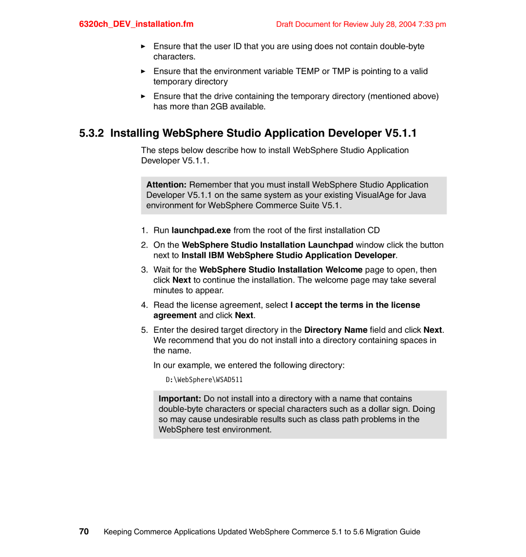 IBM SG24-6320-00 manual Installing WebSphere Studio Application Developer 