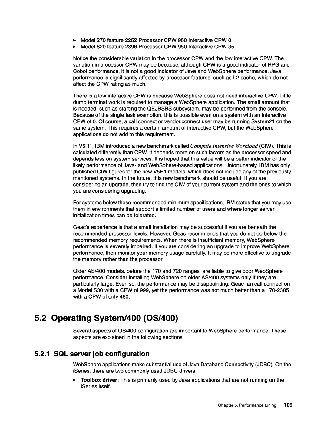 IBM SG24-6526-00 manual Operating System/400 OS/400, SQL server job configuration 