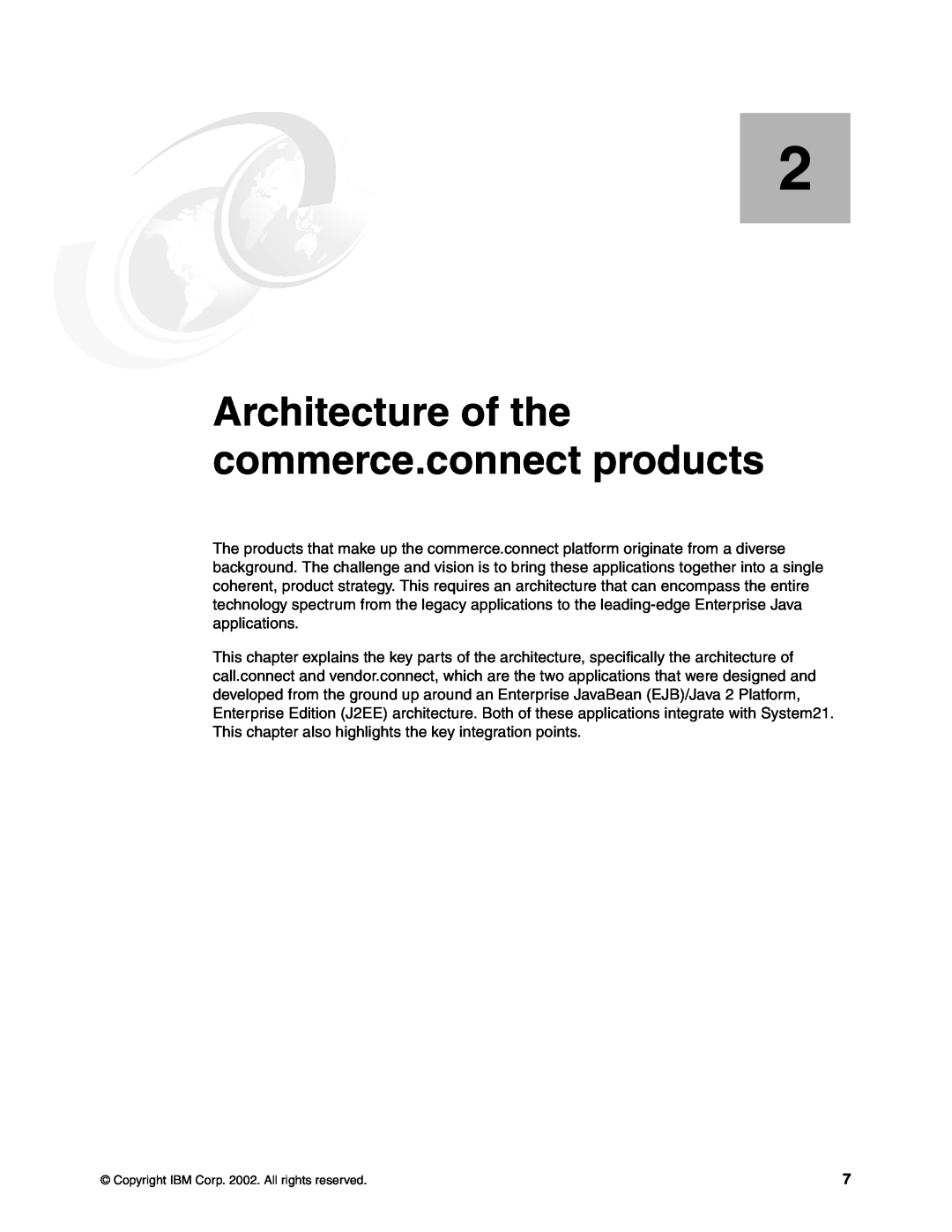 IBM SG24-6526-00 manual Architecture of the commerce.connect products 