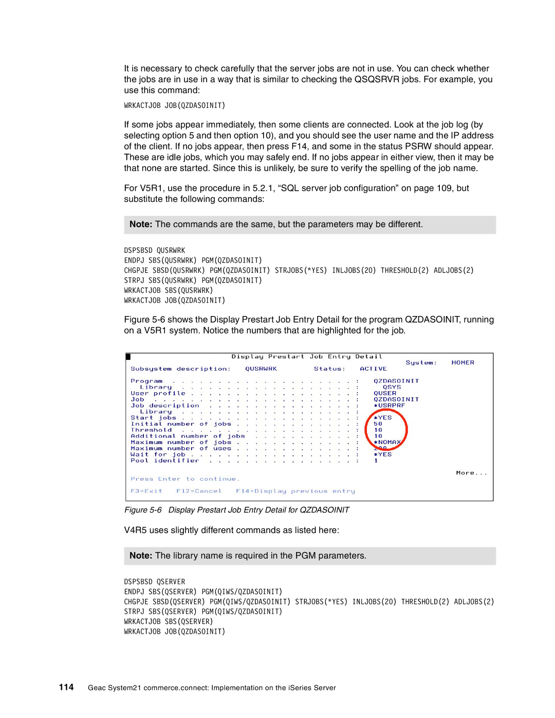 IBM SG24-6526-00 manual V4R5 uses slightly different commands as listed here 