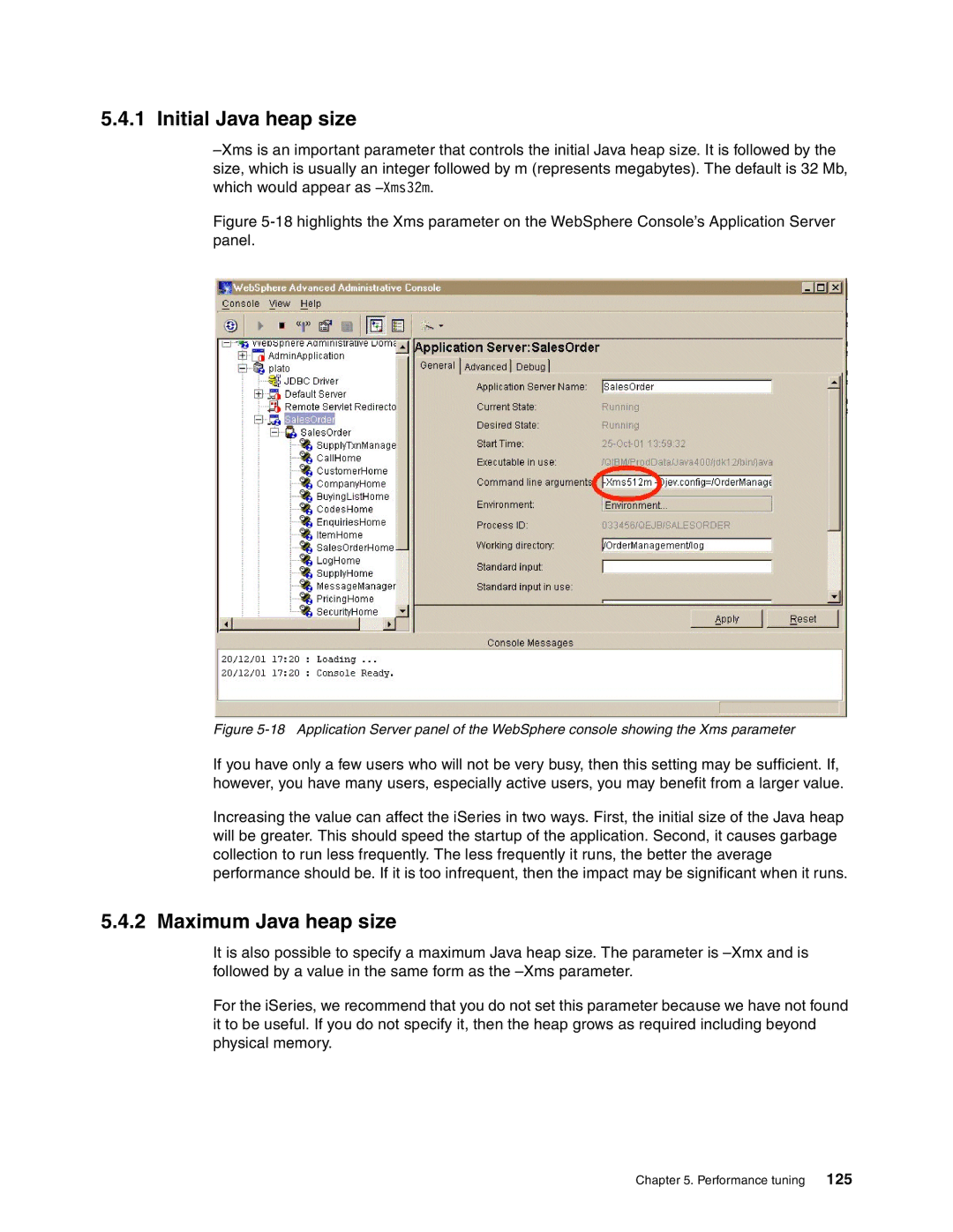 IBM SG24-6526-00 manual Initial Java heap size, Maximum Java heap size 