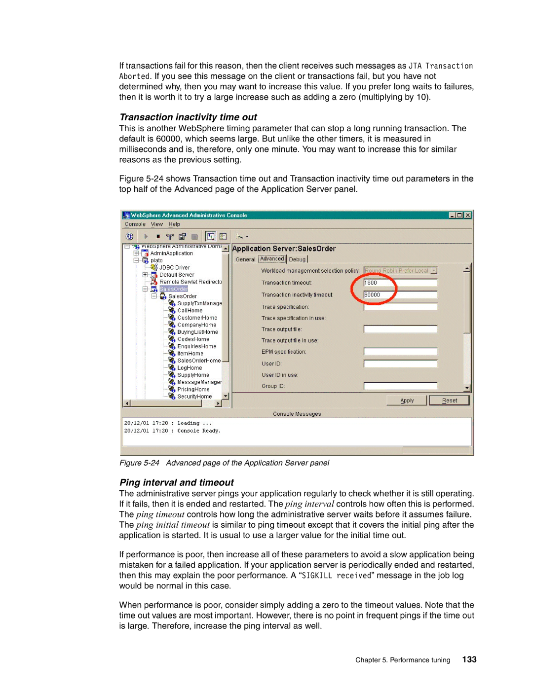 IBM SG24-6526-00 manual Transaction inactivity time out, Ping interval and timeout 