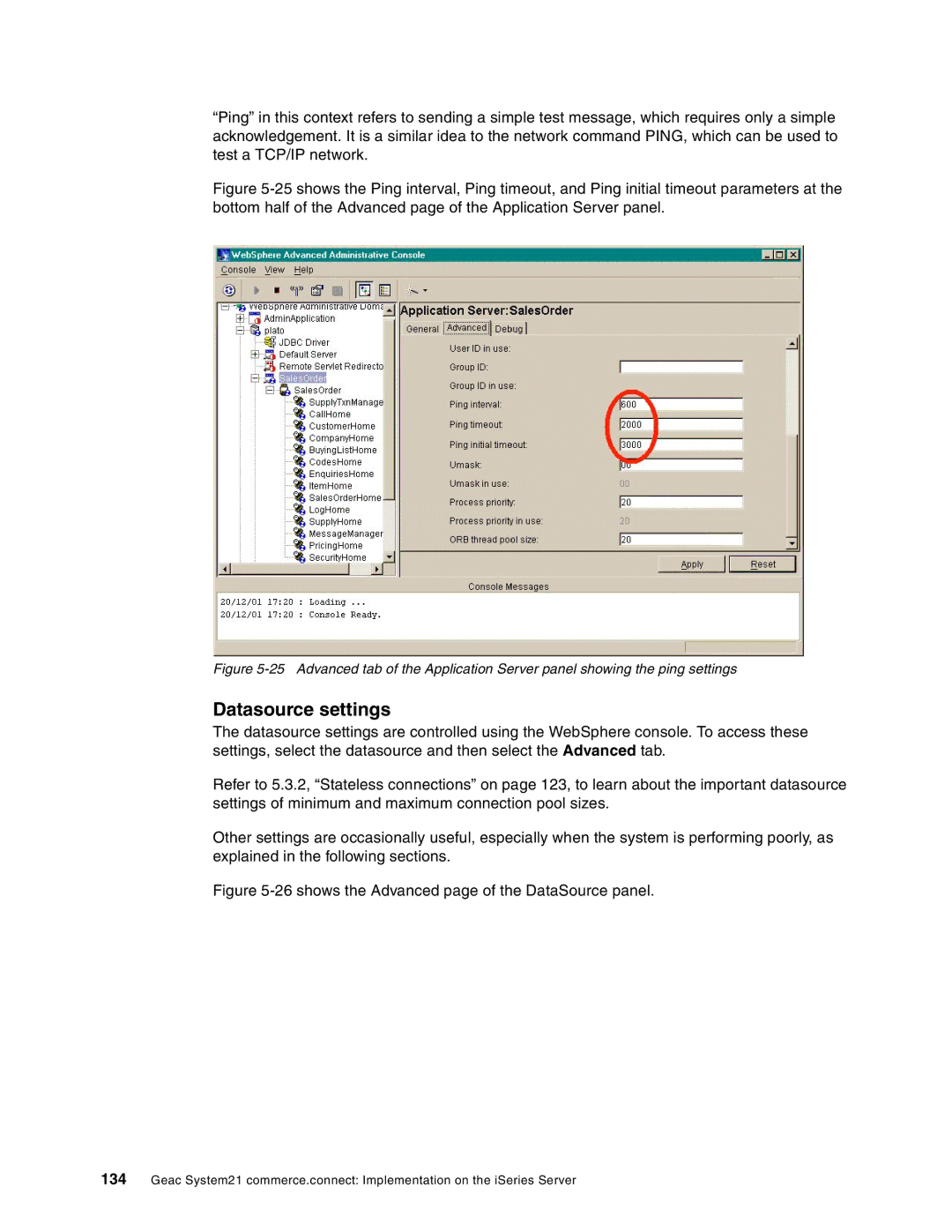 IBM SG24-6526-00 manual Datasource settings, 26shows the Advanced page of the DataSource panel 