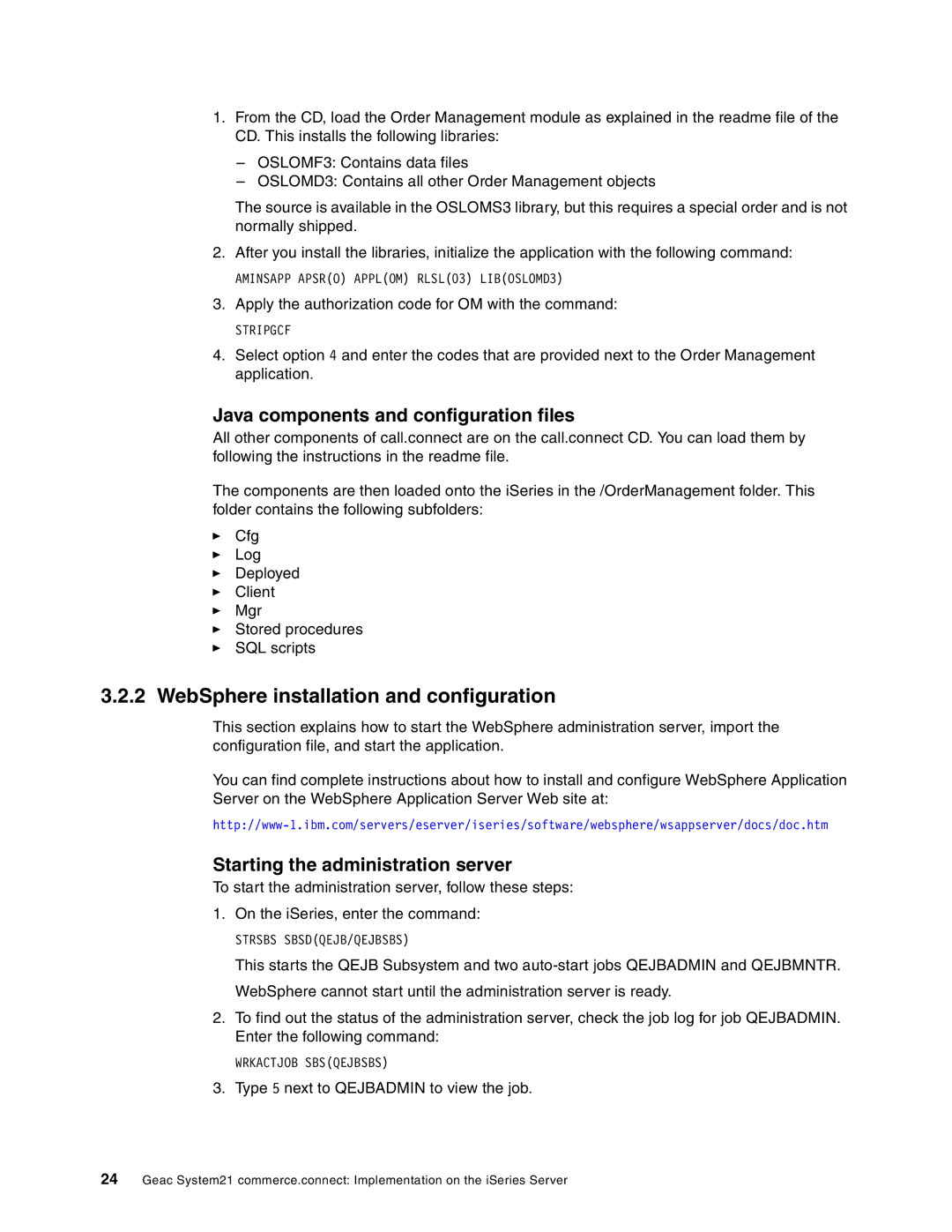 IBM SG24-6526-00 manual WebSphere installation and configuration, Java components and configuration files 