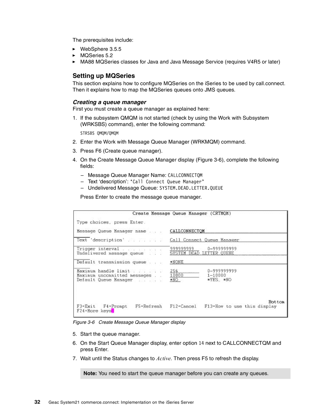 IBM SG24-6526-00 manual Setting up MQSeries, Creating a queue manager 