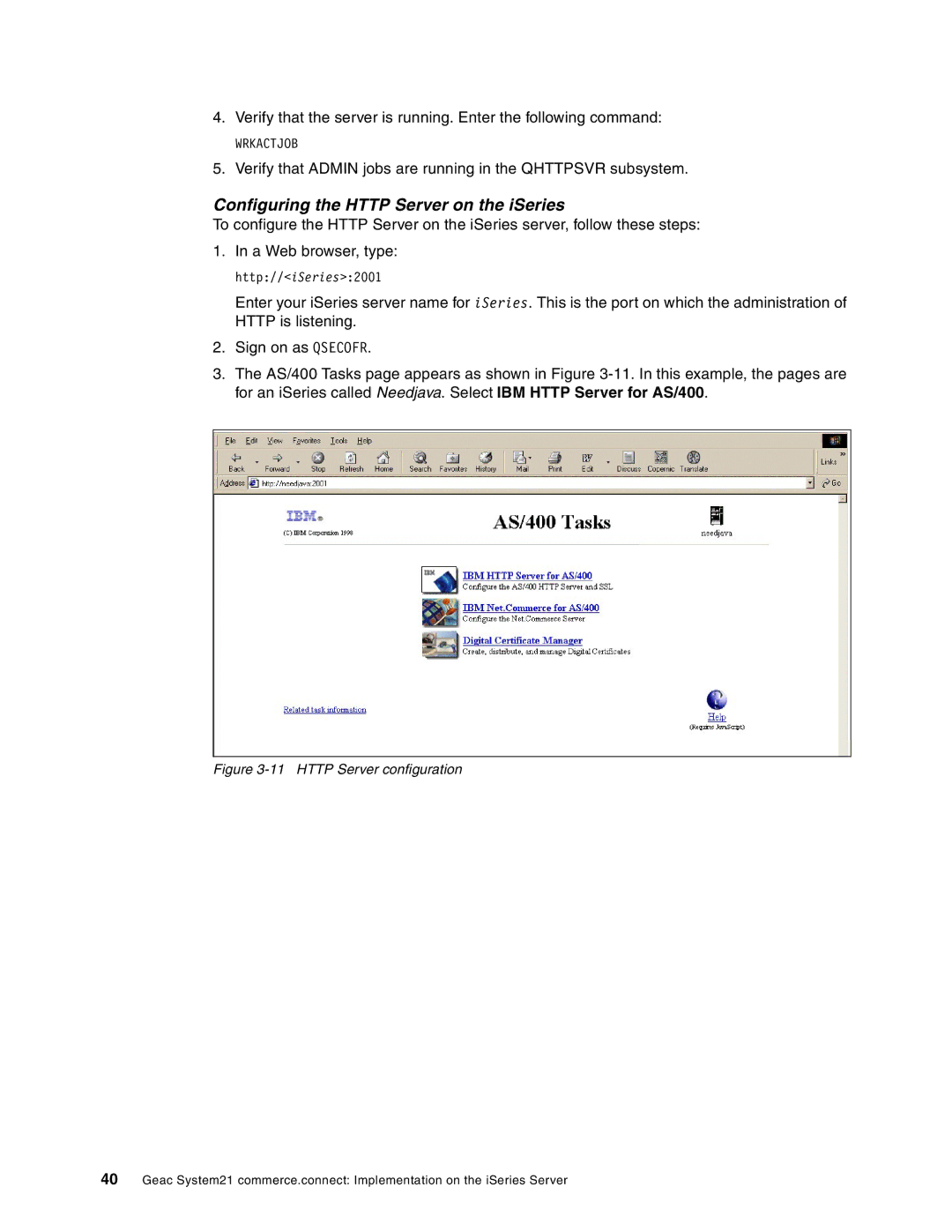 IBM SG24-6526-00 manual Configuring the Http Server on the iSeries, Http Server configuration 