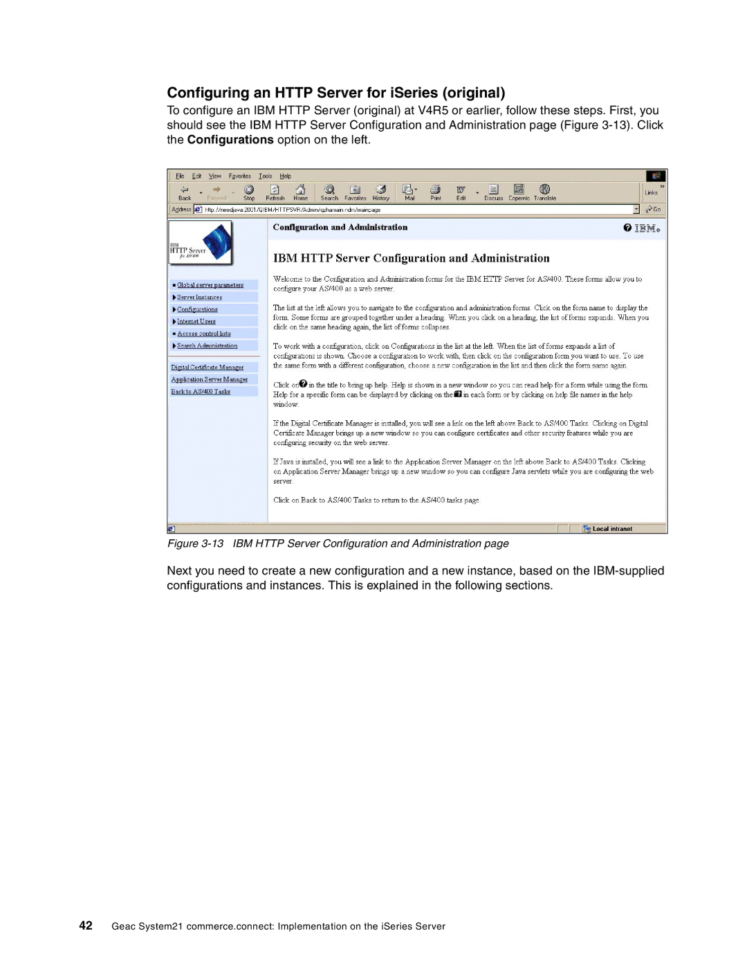 IBM SG24-6526-00 manual Configuring an Http Server for iSeries original, IBM Http Server Configuration and Administration 