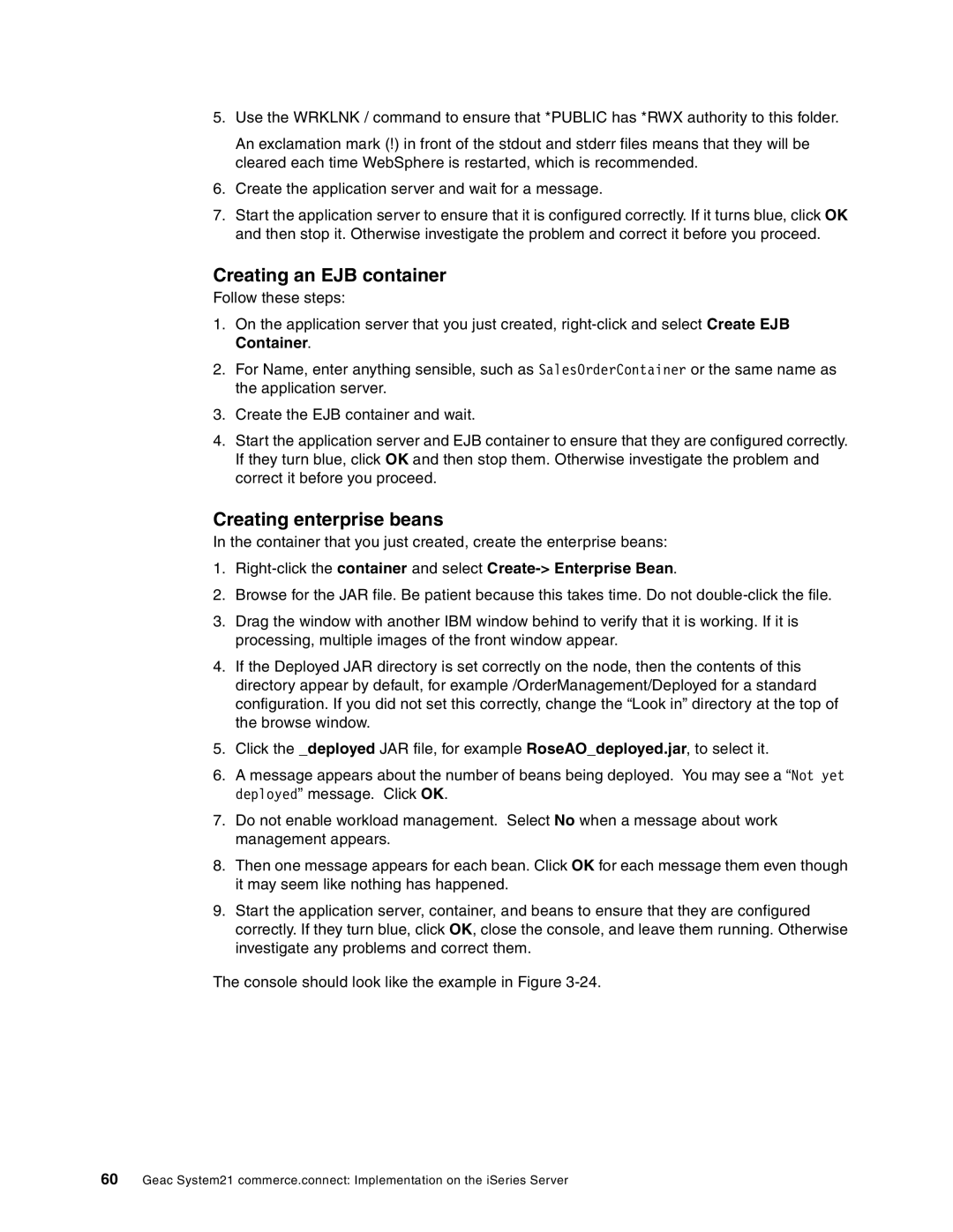 IBM SG24-6526-00 manual Creating an EJB container, Creating enterprise beans 