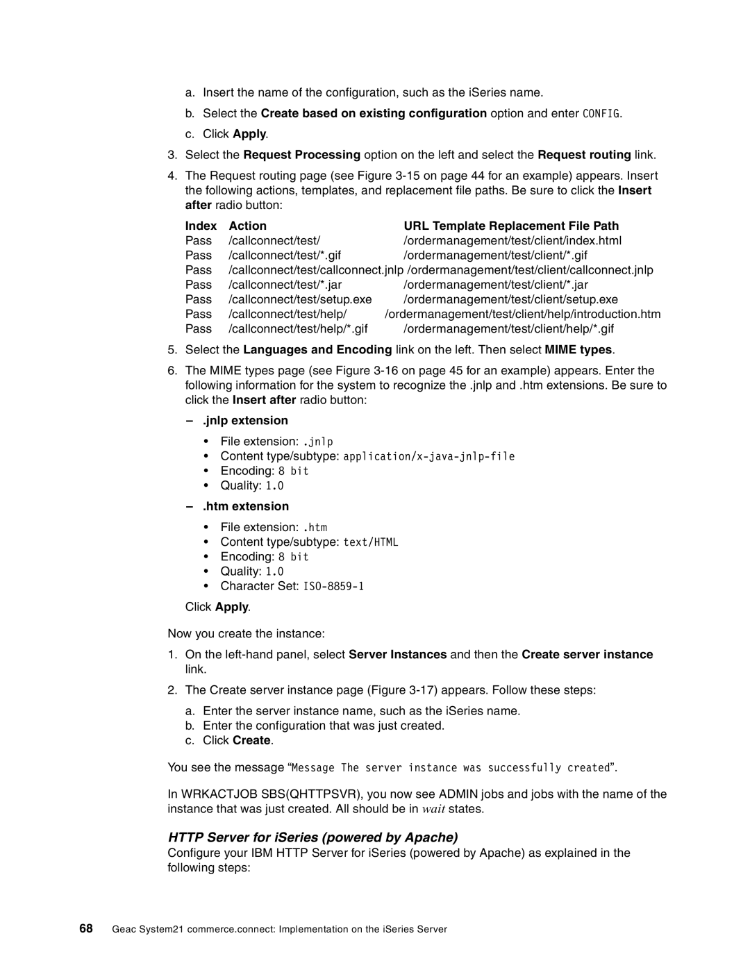 IBM SG24-6526-00 manual Http Server for iSeries powered by Apache, Index Action URL Template Replacement File Path 