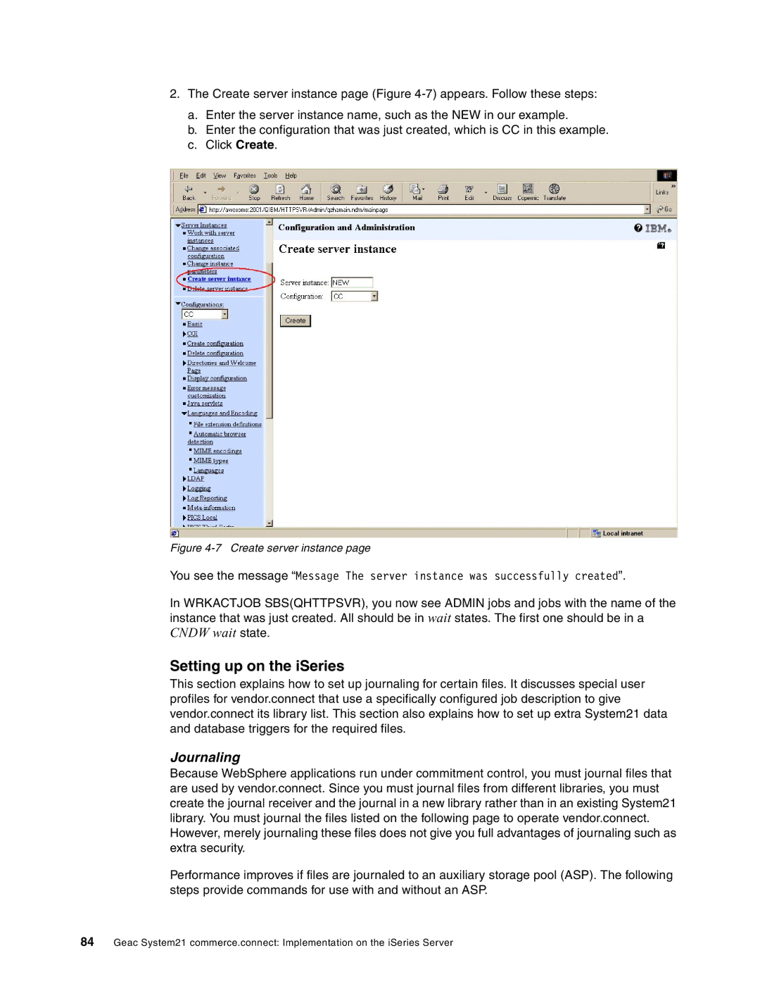 IBM SG24-6526-00 manual Setting up on the iSeries, Journaling 