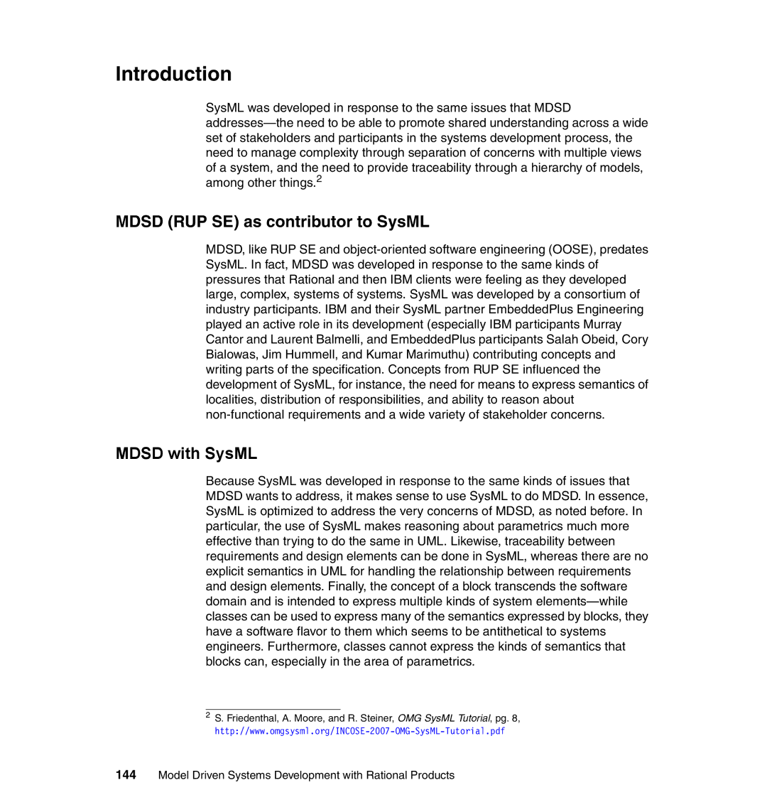 IBM SG24-7368-00 manual Introduction, Mdsd RUP SE as contributor to SysML 