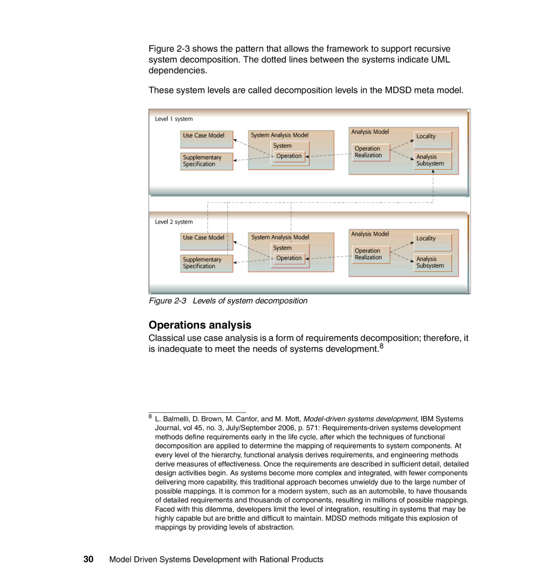 IBM SG24-7368-00 manual Operations analysis, Levels of system decomposition 