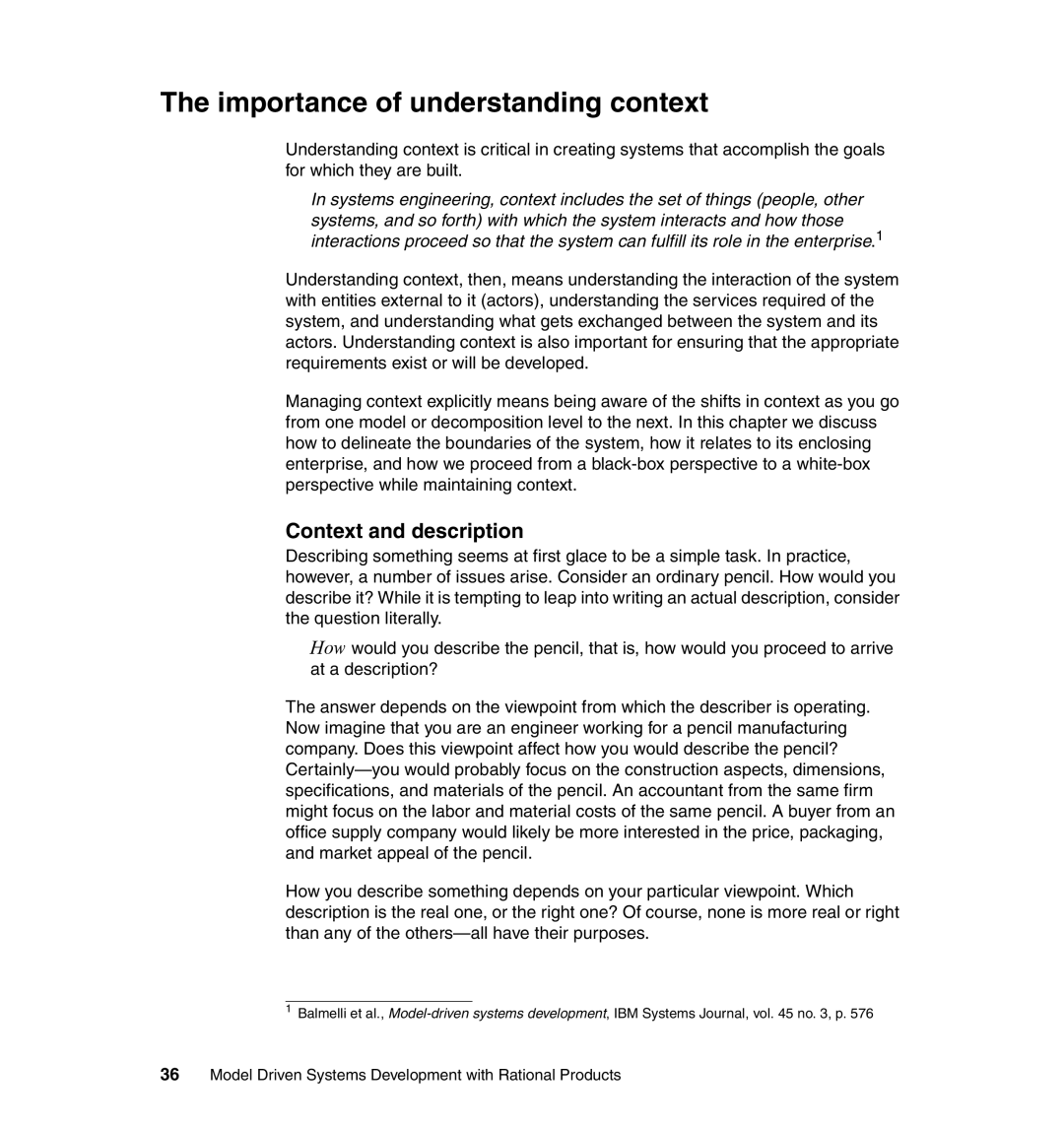 IBM SG24-7368-00 manual Importance of understanding context, Context and description 