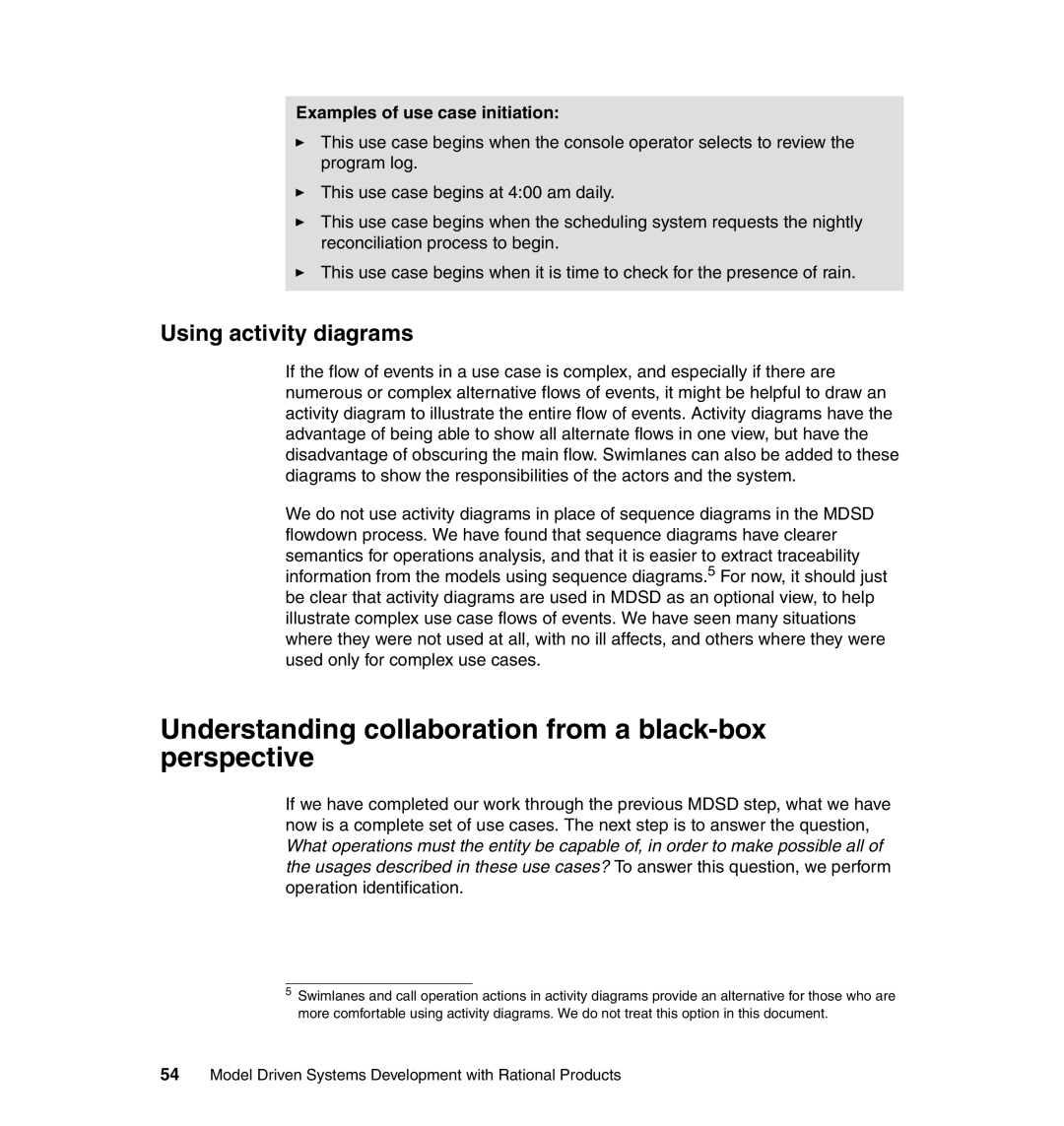 IBM SG24-7368-00 manual Understanding collaboration from a black-box perspective, Using activity diagrams 