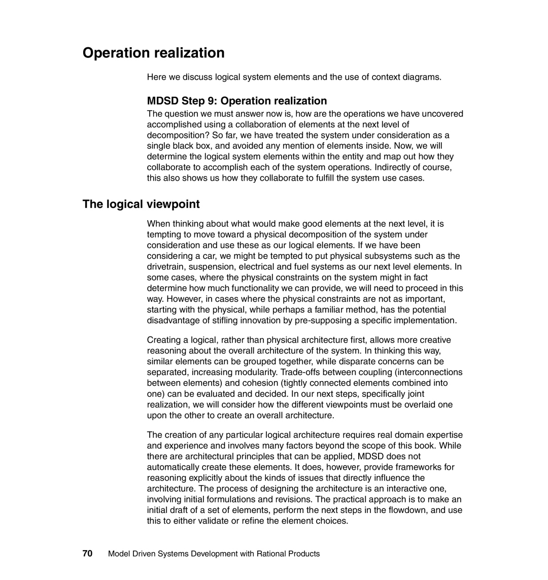 IBM SG24-7368-00 manual Logical viewpoint, Mdsd Operation realization 