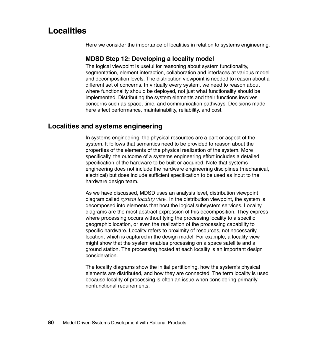 IBM SG24-7368-00 manual Localities and systems engineering, Mdsd Developing a locality model 