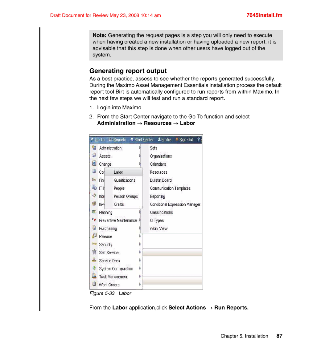 IBM SG24-7645-00 manual Generating report output, Labor 