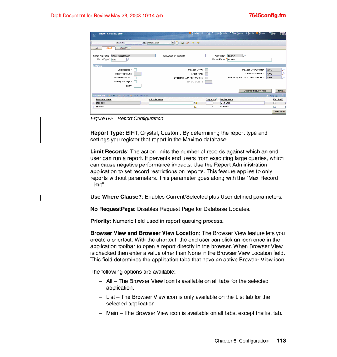 IBM SG24-7645-00 manual Report Configuration 