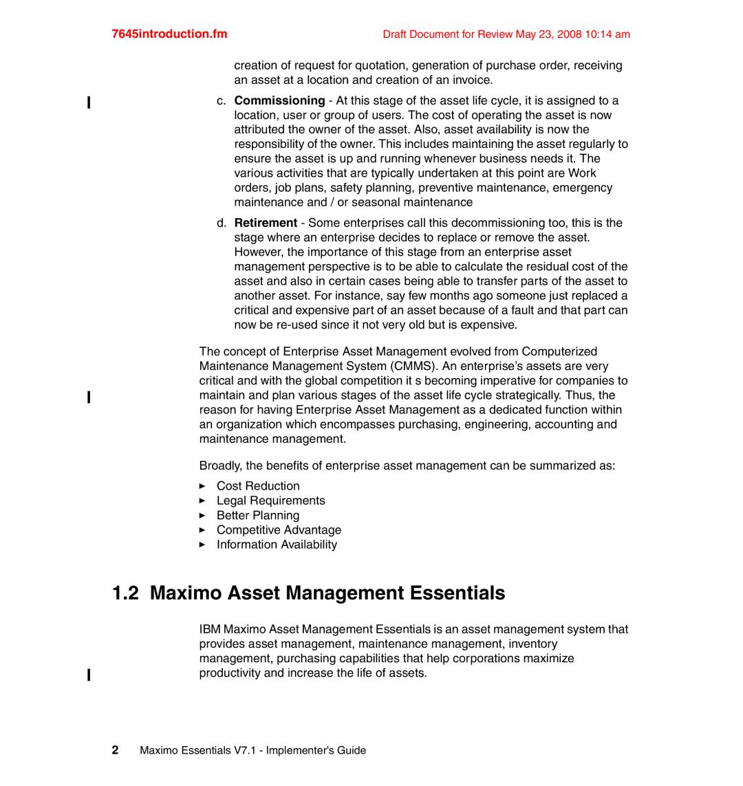 IBM SG24-7645-00 manual Maximo Asset Management Essentials 