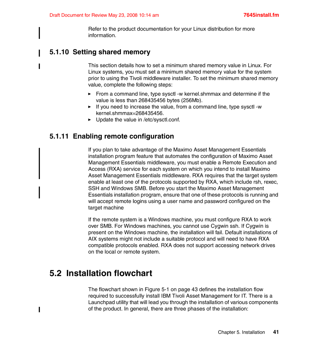 IBM SG24-7645-00 manual Installation flowchart, Setting shared memory, Enabling remote configuration 