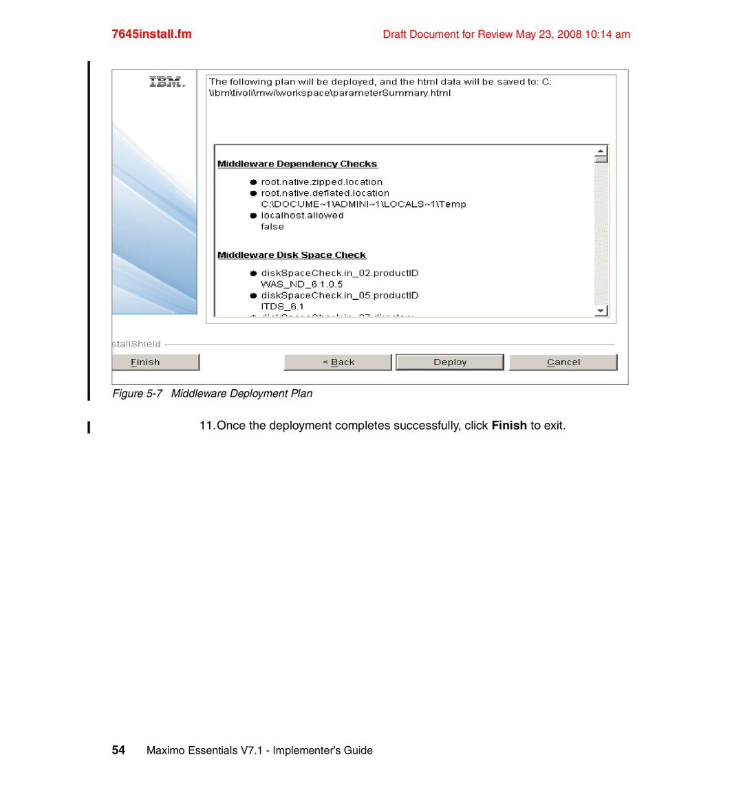 IBM SG24-7645-00 manual Middleware Deployment Plan 