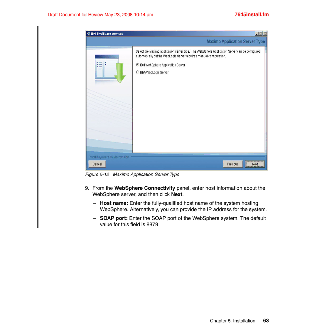 IBM SG24-7645-00 manual Maximo Application Server Type 