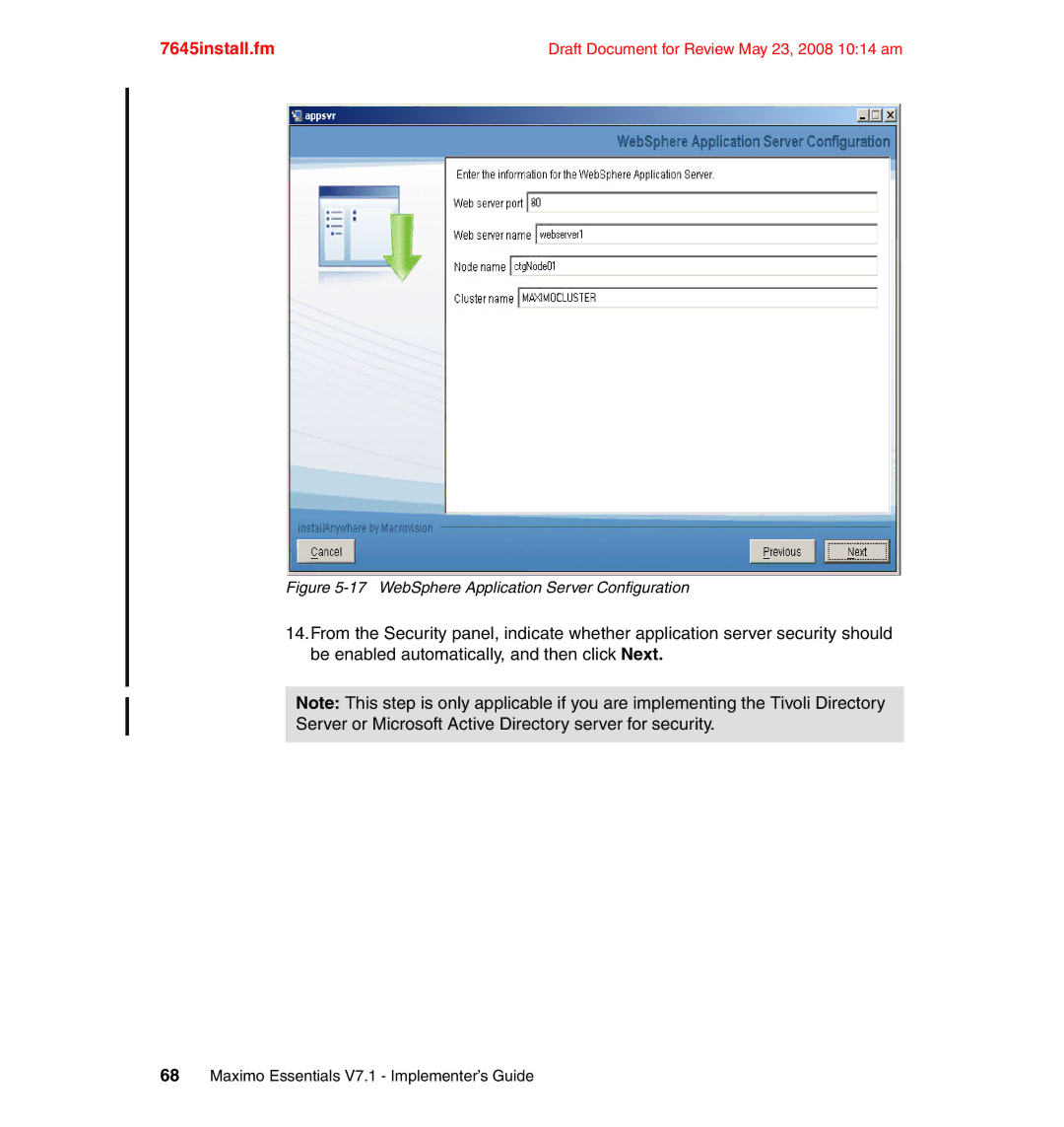 IBM SG24-7645-00 manual WebSphere Application Server Configuration 