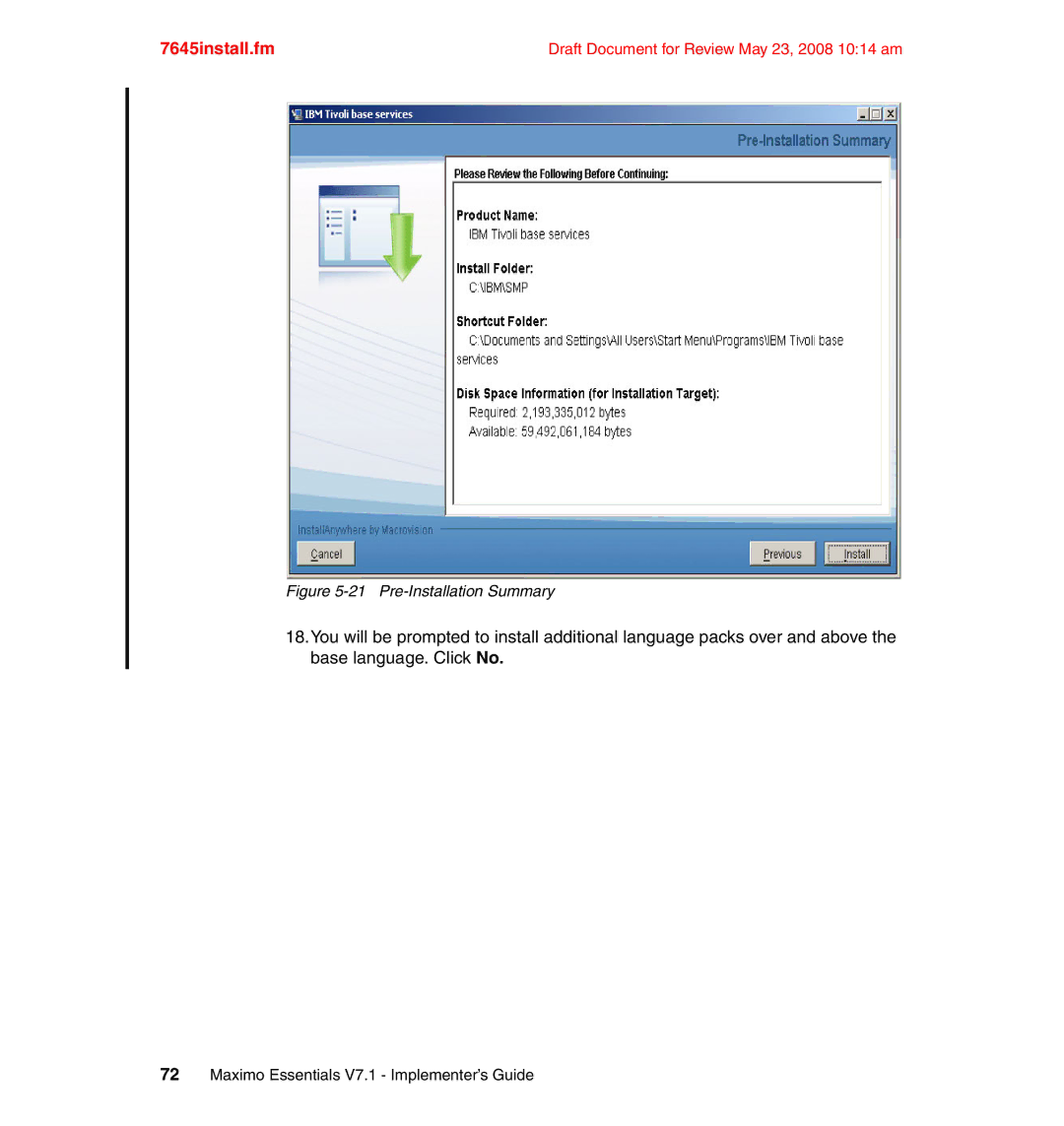 IBM SG24-7645-00 manual Pre-Installation Summary 