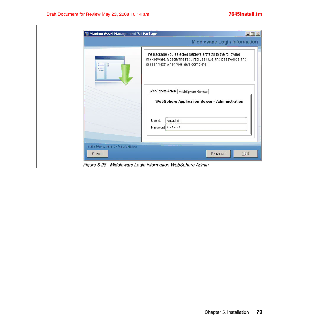 IBM SG24-7645-00 manual Middleware Login information-WebSphere Admin 