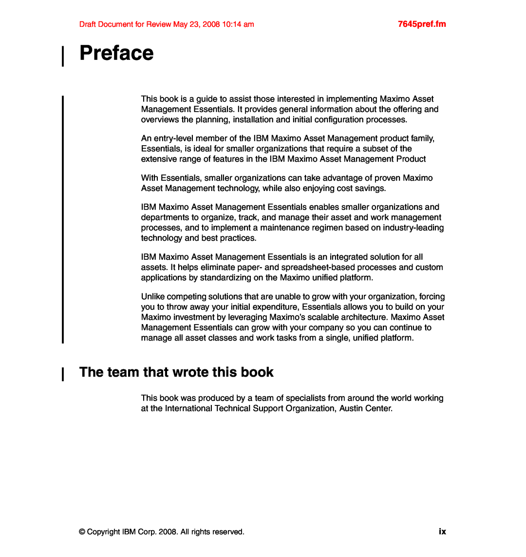 IBM SG24-7645-00 manual Preface, The team that wrote this book, 7645pref.fm 