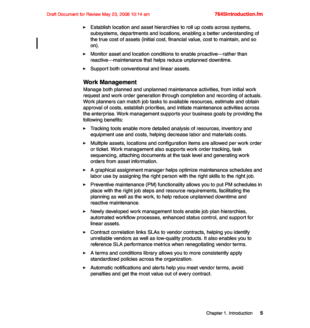 IBM SG24-7645-00 manual Work Management, 7645introduction.fm 