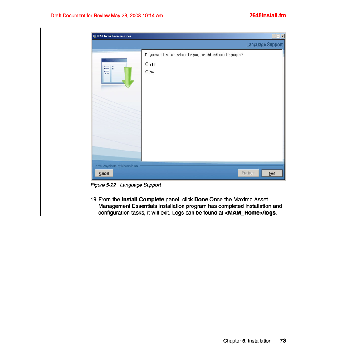 IBM SG24-7645-00 manual 7645install.fm, Draft Document for Review May 23, 2008 10:14 am, 22Language Support 